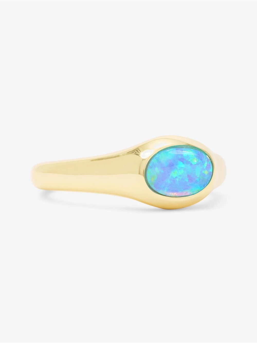 Melinda Maria Gold Signet Ring with Blue-Green Opal